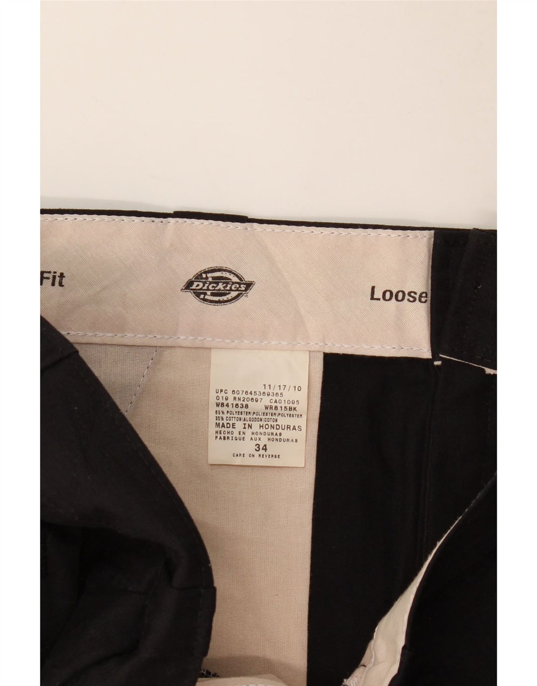 DICKIES Pantaloncini cargo larghi da uomo W34 grandi in poliestere nero