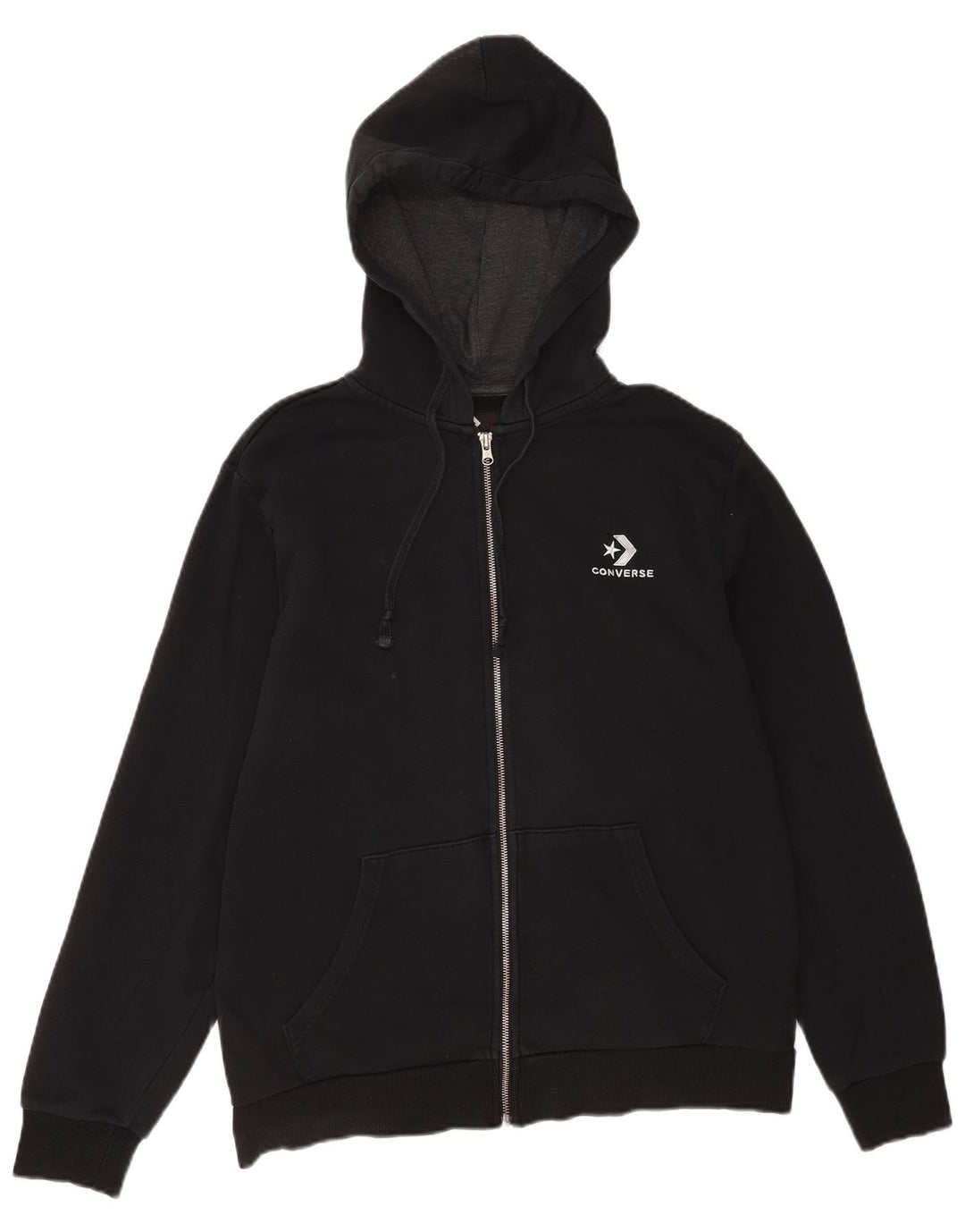 Maglione con cappuccio e zip da uomo Converse in cotone nero medio