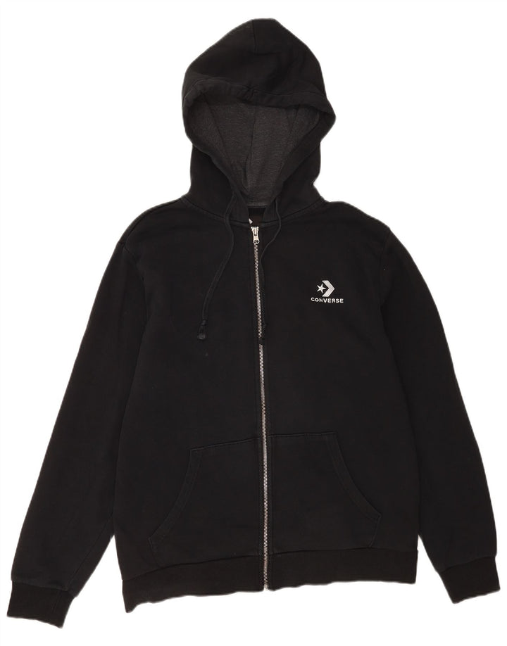 Maglione con cappuccio e zip da uomo Converse in cotone nero medio