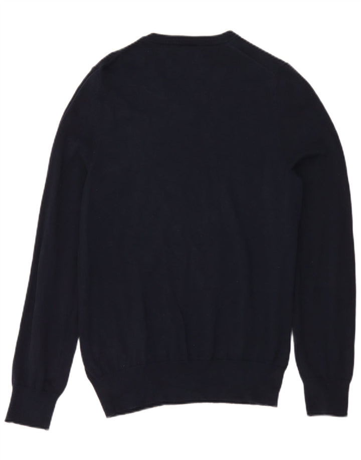 Maglione da uomo con scollo a V Marks & Spencer piccolo in cotone blu navy