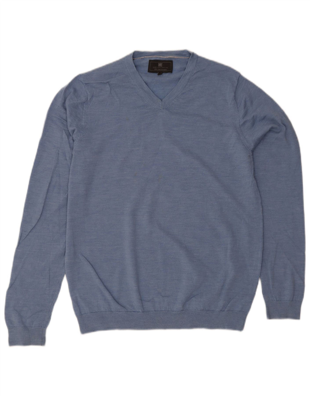 Maglione da uomo Marks & Spencer con scollo a V, grande lana screziata blu