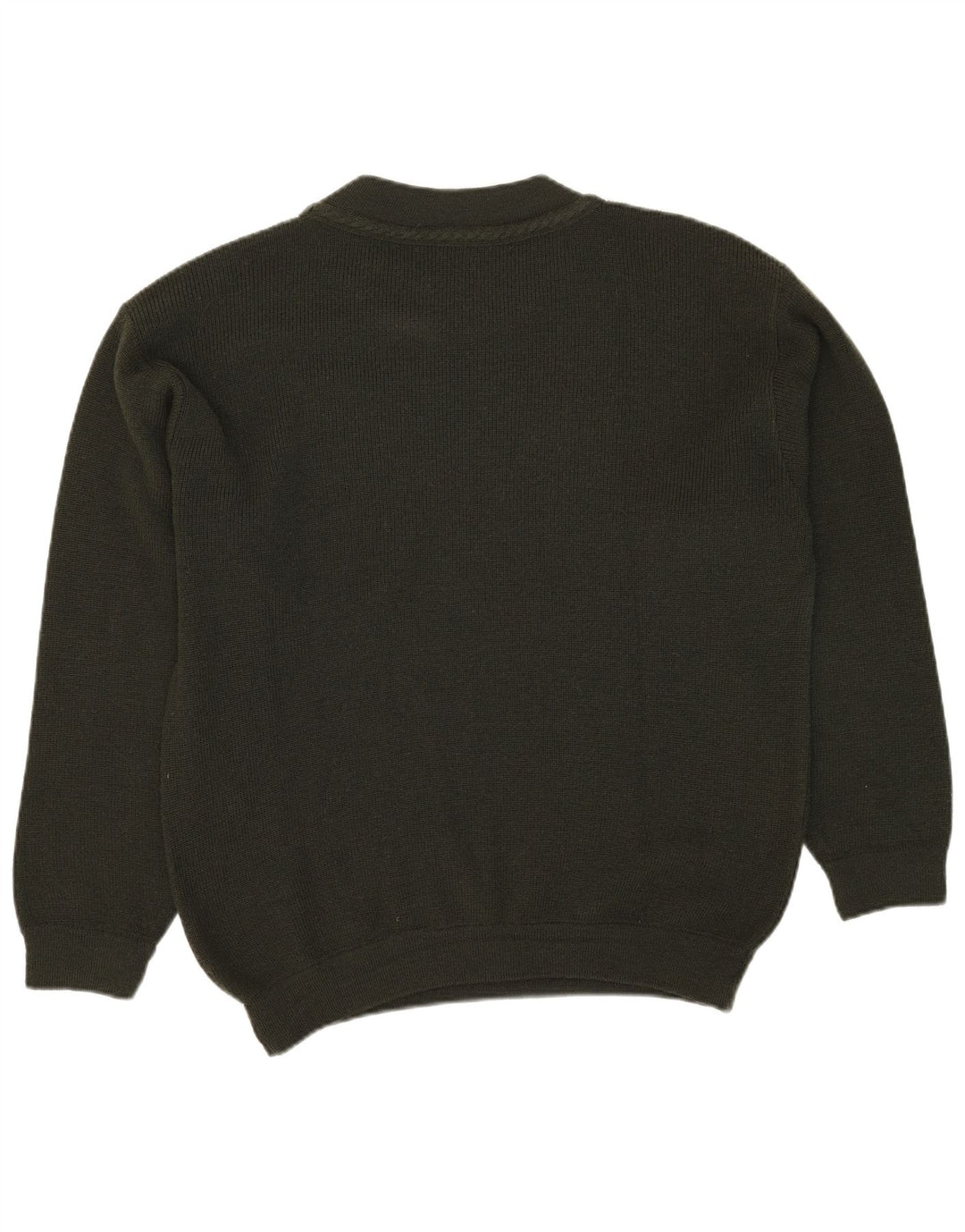 Maglione maglione girocollo da uomo VINTAGE grande lana kaki