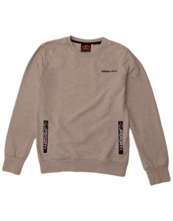 Felpa grafica da uomo SUPERDRY Maglione grande cotone grigio