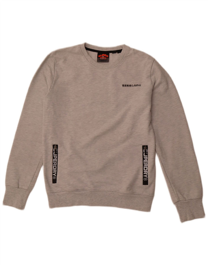 Felpa grafica da uomo SUPERDRY Maglione grande cotone grigio