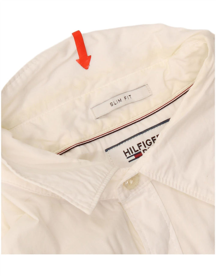 Camicia slim fit a maniche corte da uomo Tommy Hilfiger in cotone bianco medio