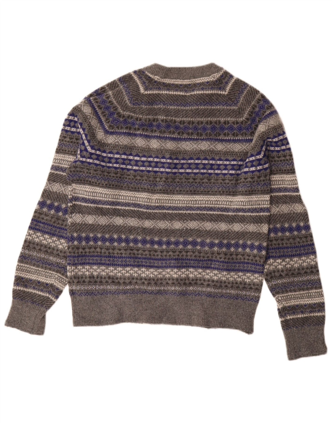 Maglione maglione girocollo da donna Gap UK 14 Lana Fair Isle grigio medio