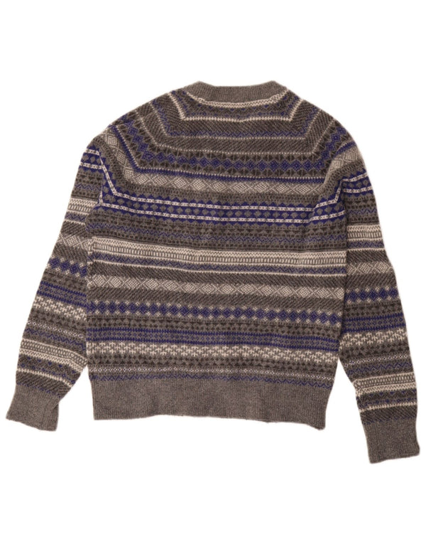 Maglione maglione girocollo da donna Gap UK 14 Lana Fair Isle grigio medio