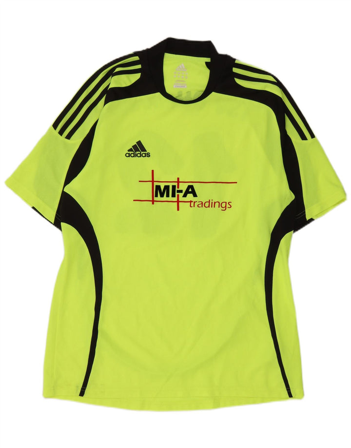 T-shirt grafica da uomo Adidas Top grande in poliestere color block verde