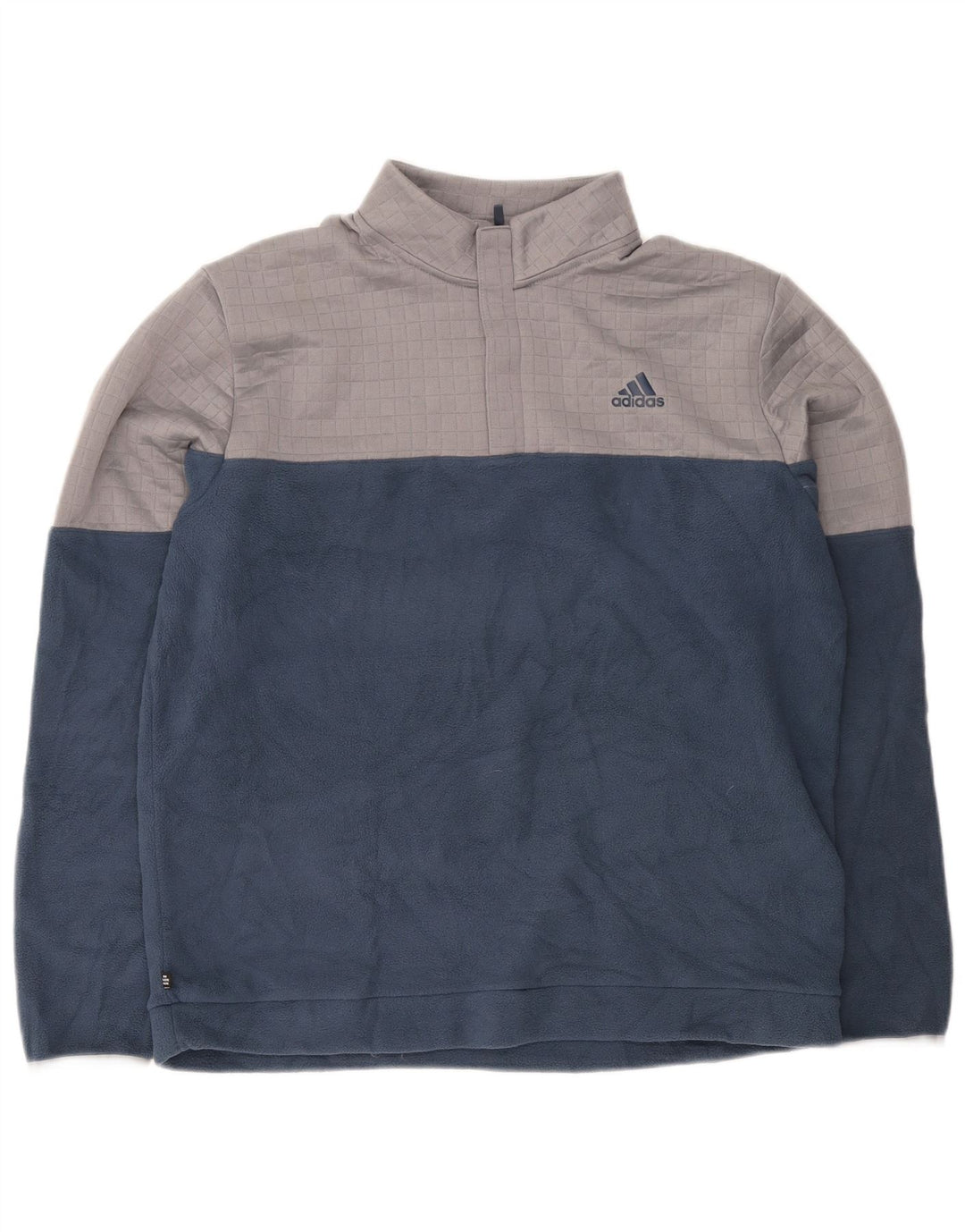 Maglione in pile da uomo Adidas con zip e collo, grande, in poliestere blu navy