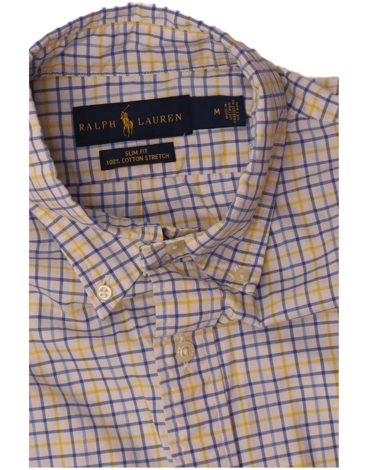 Camicia slim fit da uomo Ralph Lauren in cotone a quadri bianchi medi