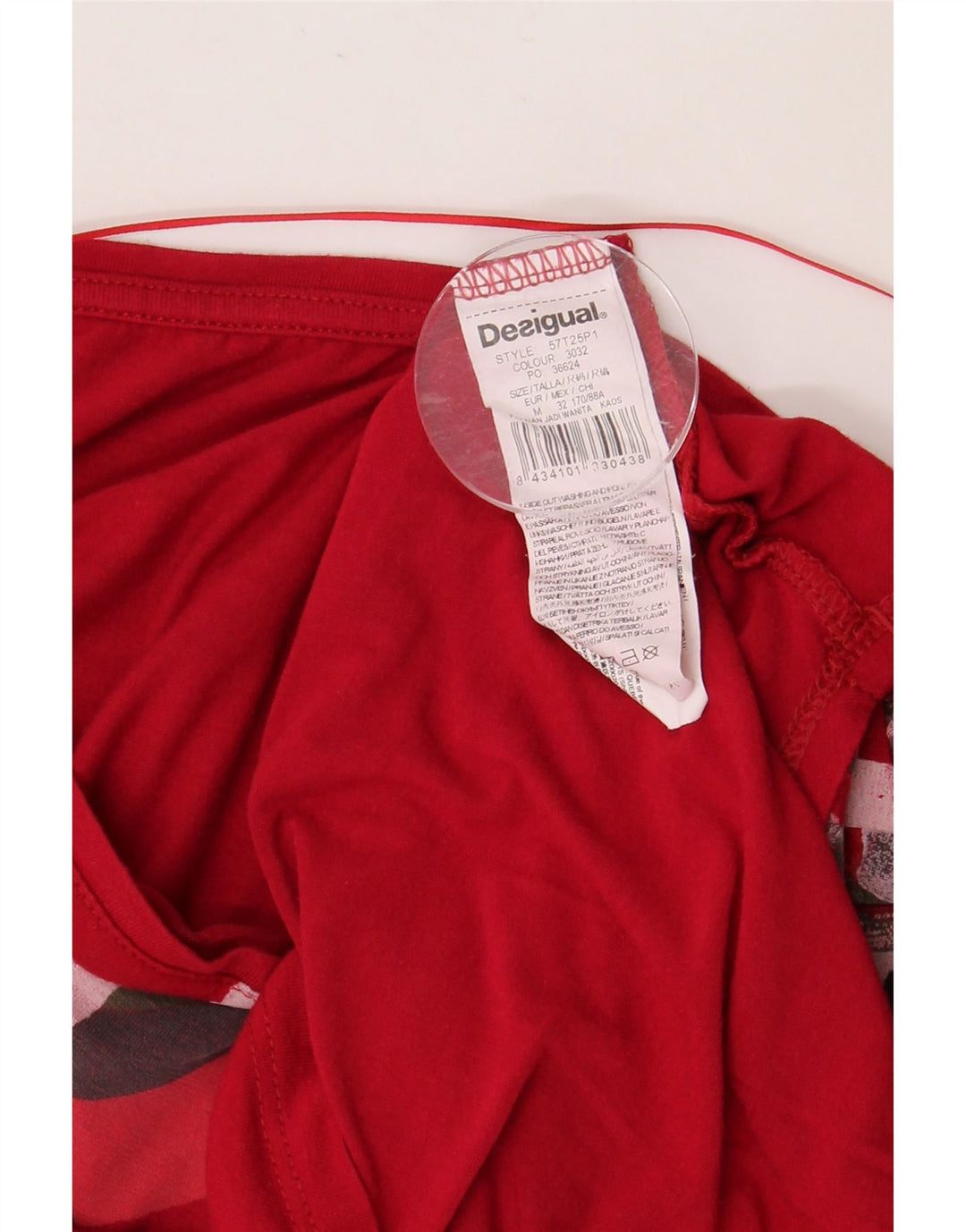 DESIGUAL Maglietta grafica da donna manica 3/4 UK 14 Viscosa rossa media
