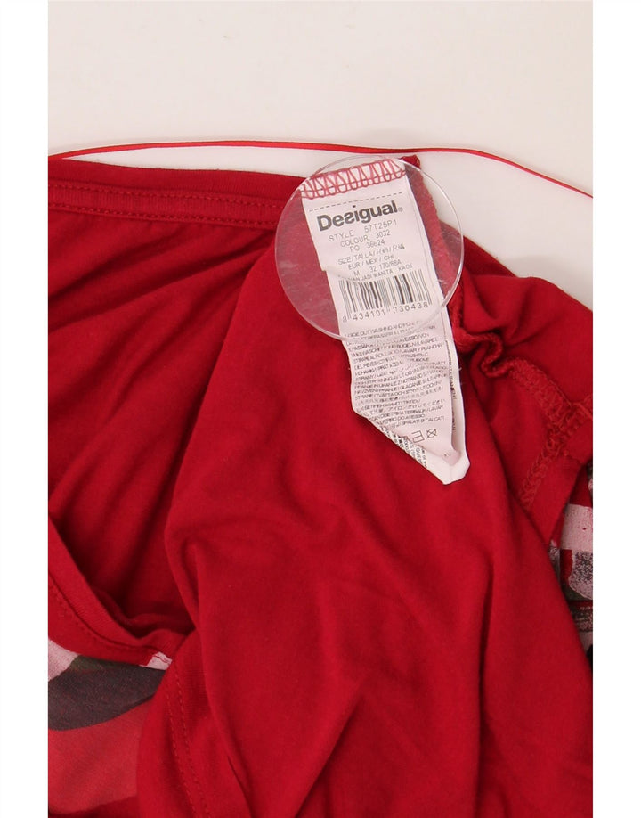 DESIGUAL Maglietta grafica da donna manica 3/4 UK 14 Viscosa rossa media