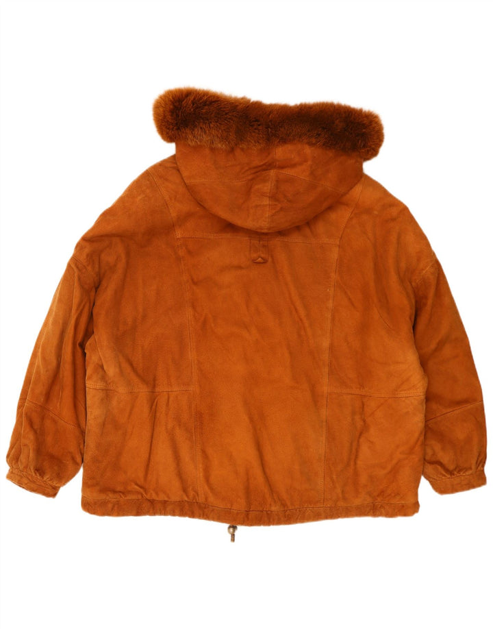 Giacca in pelle scamosciata con cappuccio da donna Conbipel UK 22 3XL Marrone