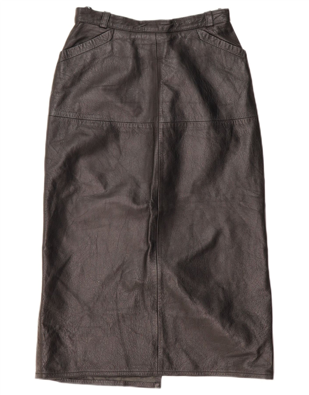 Gonna in pelle da donna VINTAGE EU 36 piccola W26 in pelle nera