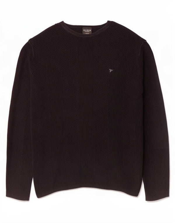 Guess Maglione da uomo con scollo a barchetta vestibilità ampia UK 34 XS Cotone blu navy