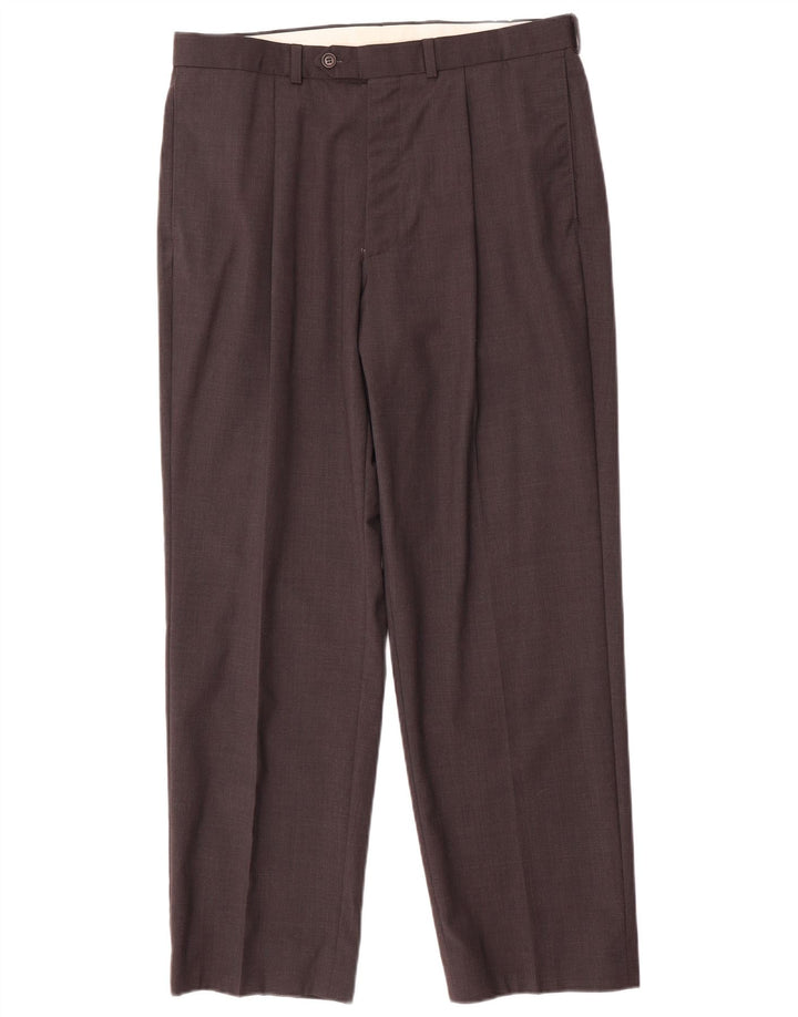Pantaloni da abito con pegging da uomo Marks & Spencer W34 L29 Lana grigia
