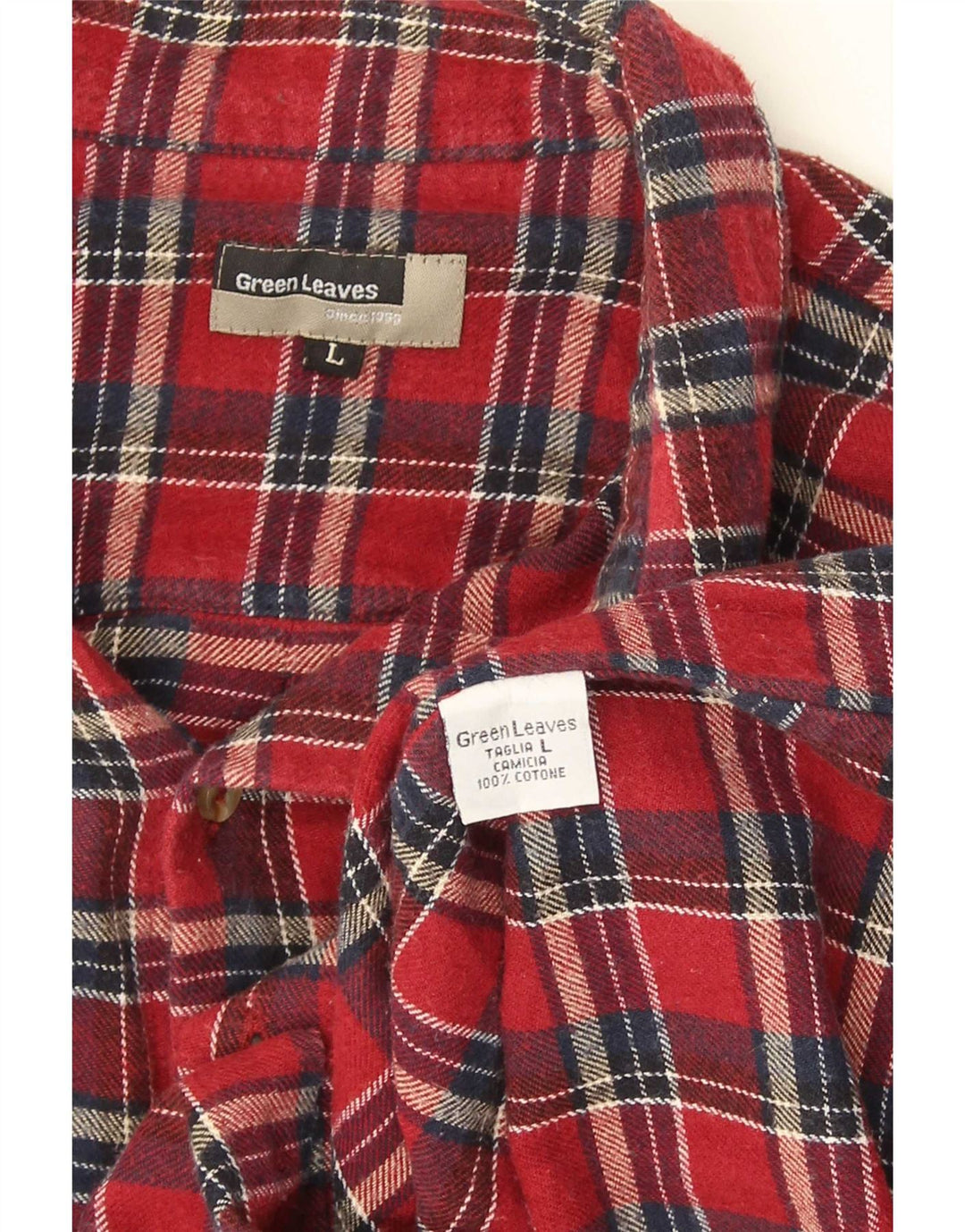 Camicia in flanella da donna Green Leaves, cotone a quadri rossi grandi