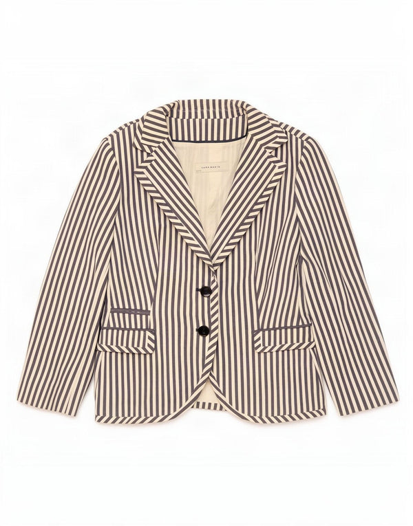 Giacca blazer a 2 bottoni da donna Zara UK 18 XL a righe blu navy