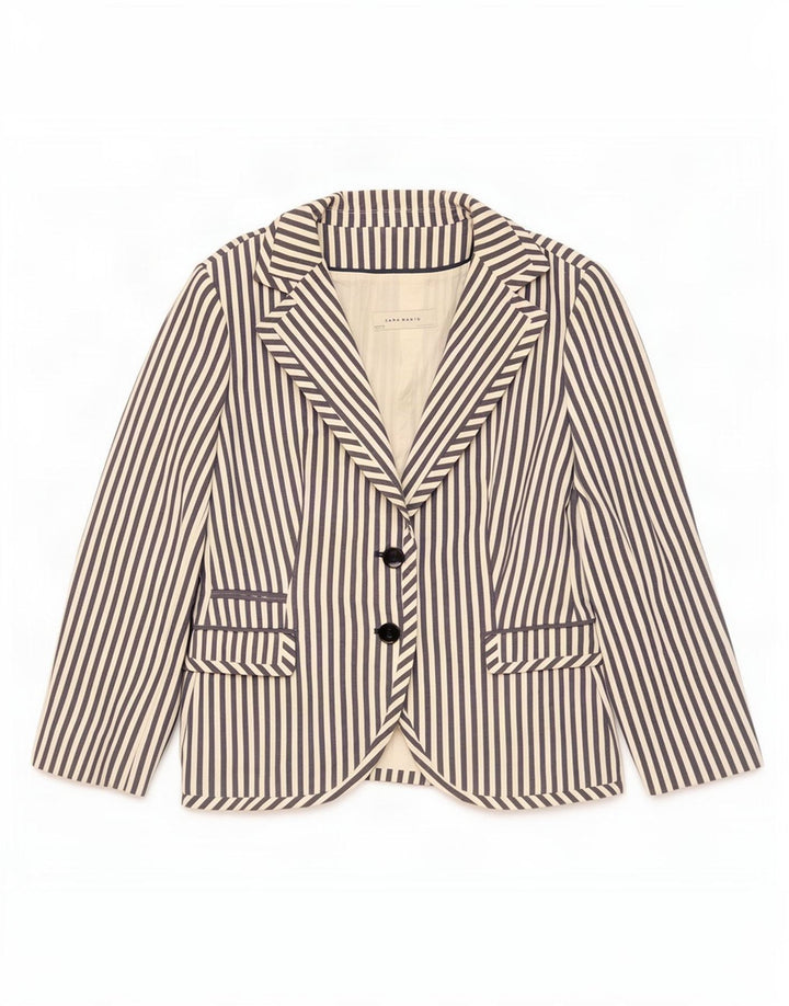 Giacca blazer a 2 bottoni da donna Zara UK 18 XL a righe blu navy