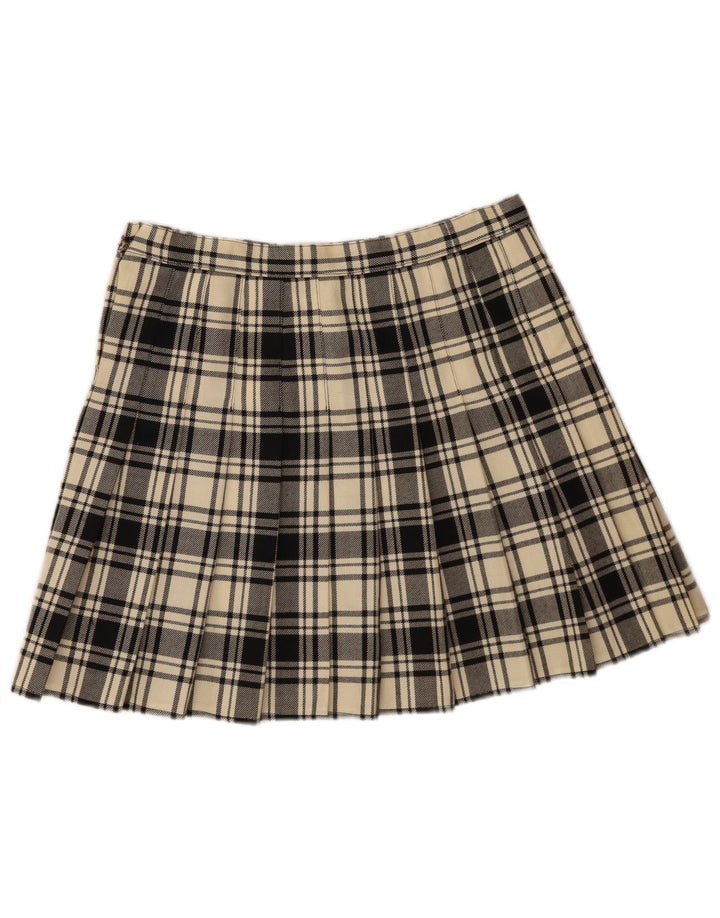 Minigonna da donna VINTAGE W30 in lana vergine scozzese media bianco sporco