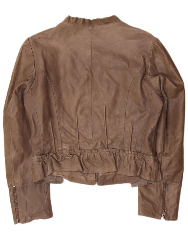 Giacca in pelle corta da donna Penny Black UK 14 Grande pelle grigia