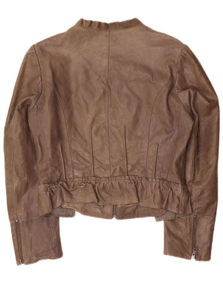 Giacca in pelle corta da donna Penny Black UK 14 Grande pelle grigia