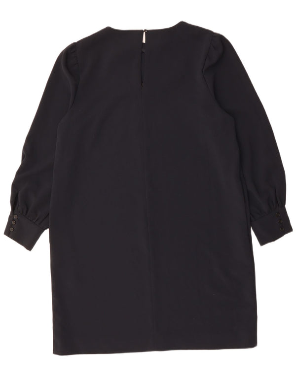 JAEGER Abito a trapezio a maniche lunghe da donna UK 18 XL Poliestere blu navy