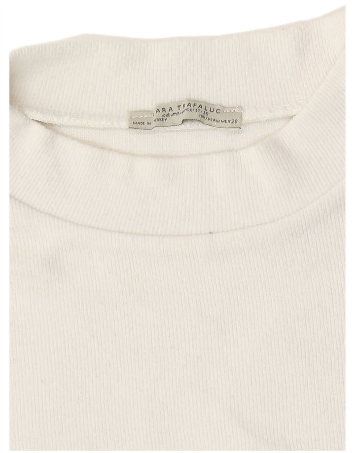 T-shirt corta da donna Zara UK 12 cotone bianco medio