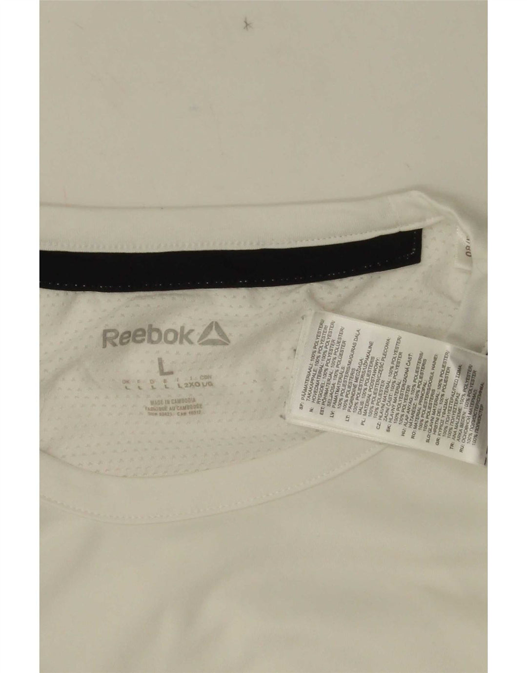 T-shirt Reebok da uomo Top Large in poliestere color block bianco