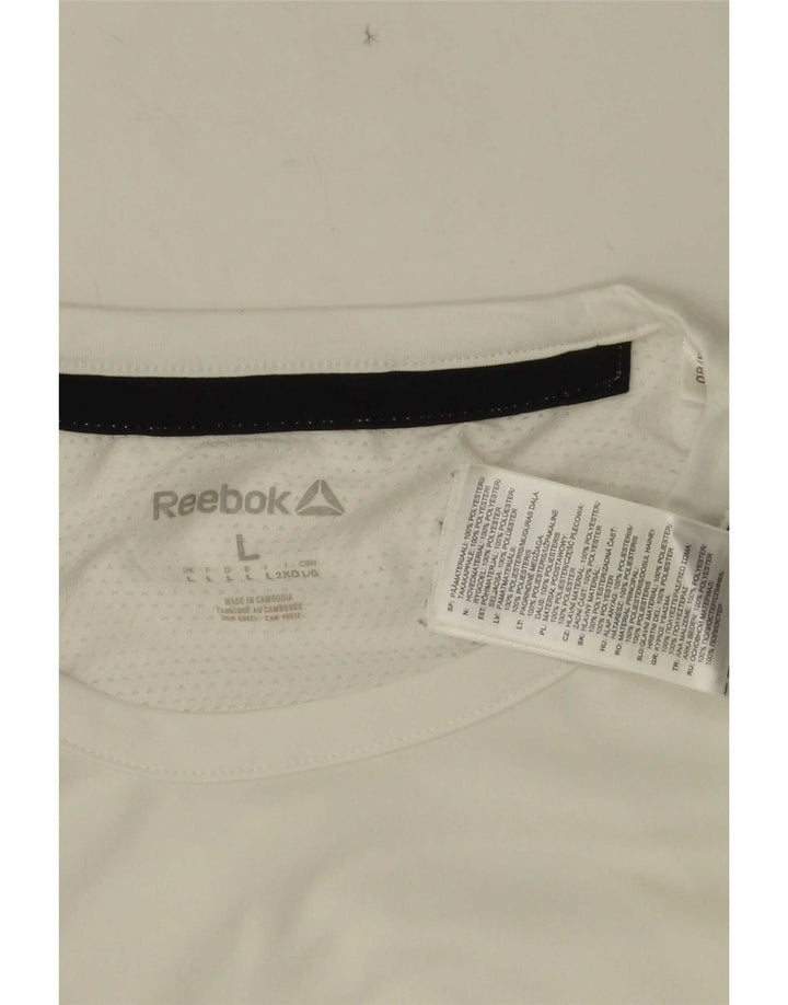 T-shirt Reebok da uomo Top Large in poliestere color block bianco