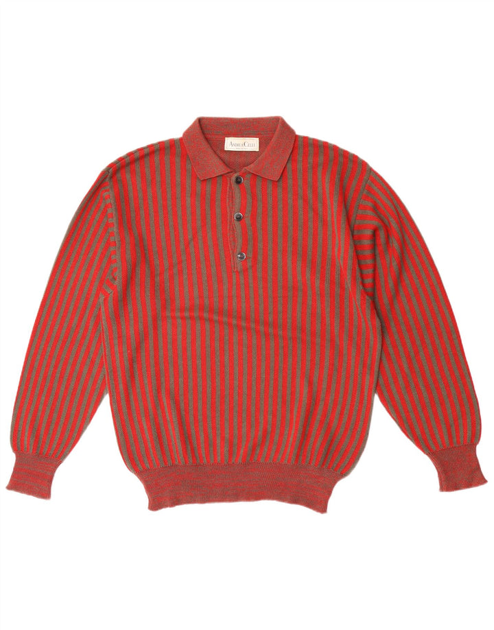 Andrea Celli Maglione da uomo con collo alto in cotone a righe rosse medie