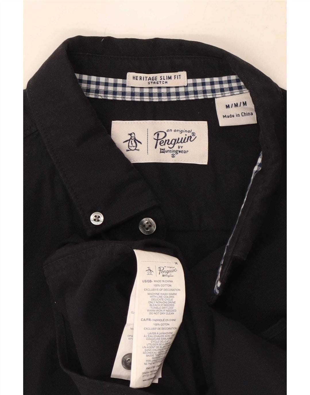Camicia Penguin Heritage da uomo slim fit in cotone blu navy medio