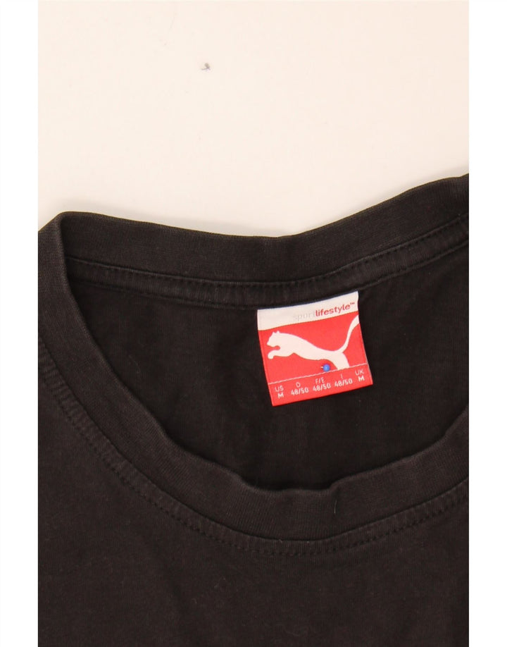 PUMA Mens Graphic T-Shirt Top Medium Black Vintage Puma and Second-Hand Puma from Messina Hembry 