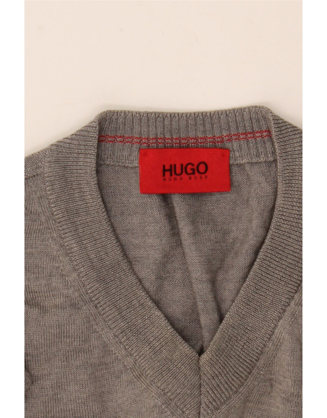 Hugo Boss Maglione da uomo con scollo a V XL in lana grigia