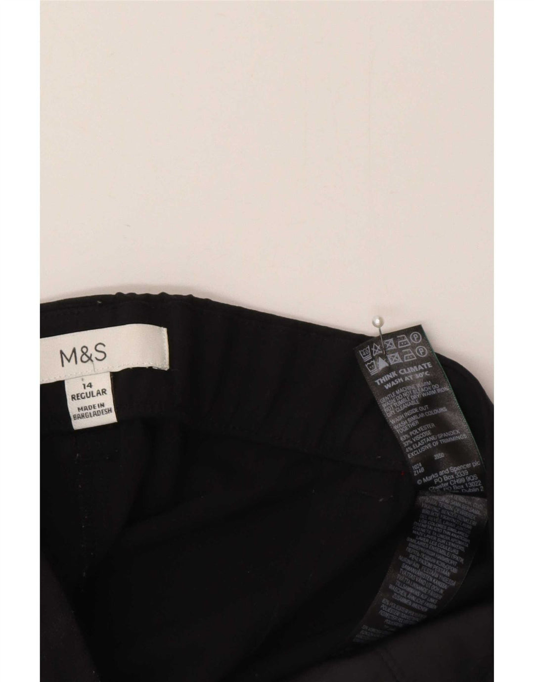 Pantaloni da abito regolari da donna Marks & Spencer UK 14 medi W32 L29 neri