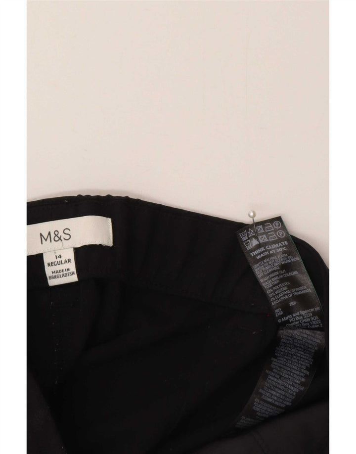 Pantaloni da abito regolari da donna Marks & Spencer UK 14 medi W32 L29 neri