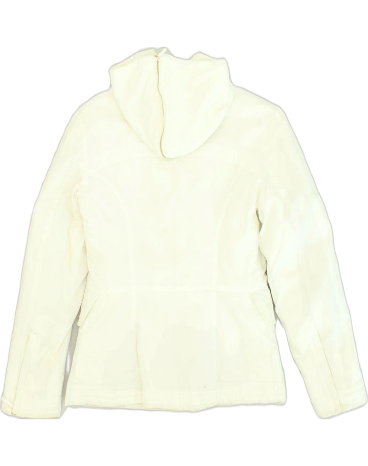 TRUSSARDI Womens Hooded Padded Jacket IT 42 Medium White Cotton | Vintage Trussardi | Thrift | Second-Hand Trussardi | Used Clothing | Messina Hembry 