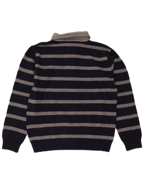 Gant Maglione da uomo con collo a polo, grande lana d'agnello a righe blu navy