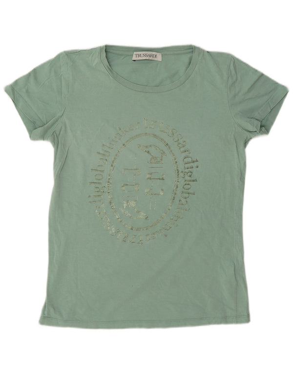 T-shirt grafica da donna Trussardi Top UK 14 cotone verde medio