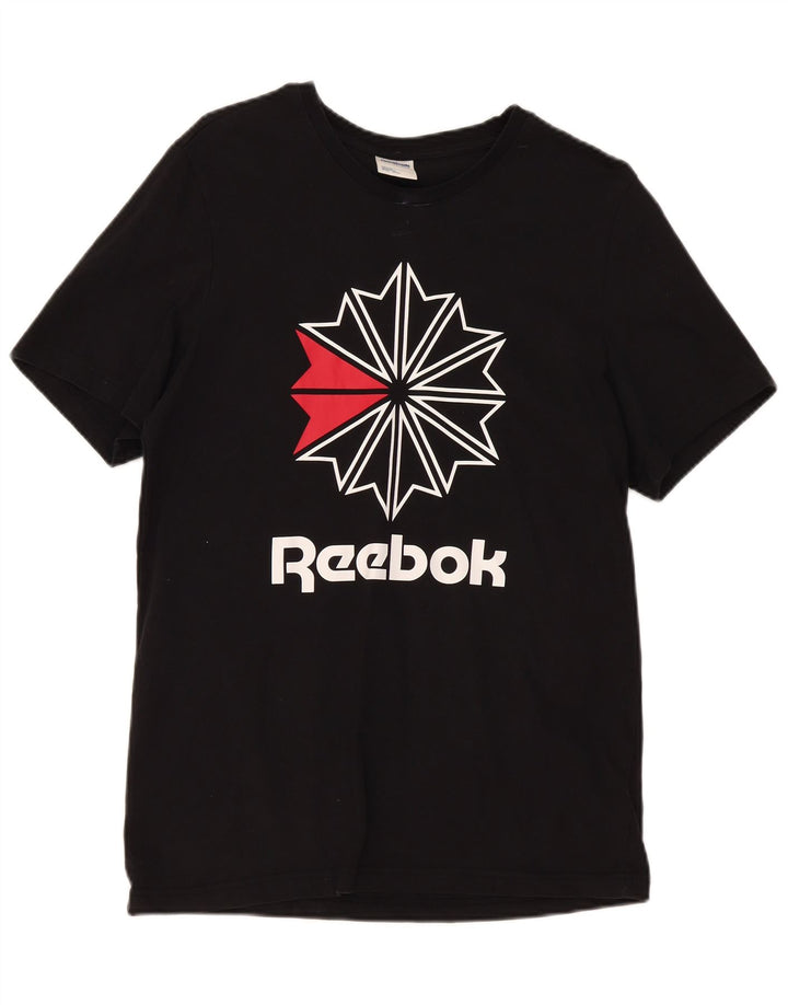 T-shirt grafica da uomo Reebok Top grande in cotone nero