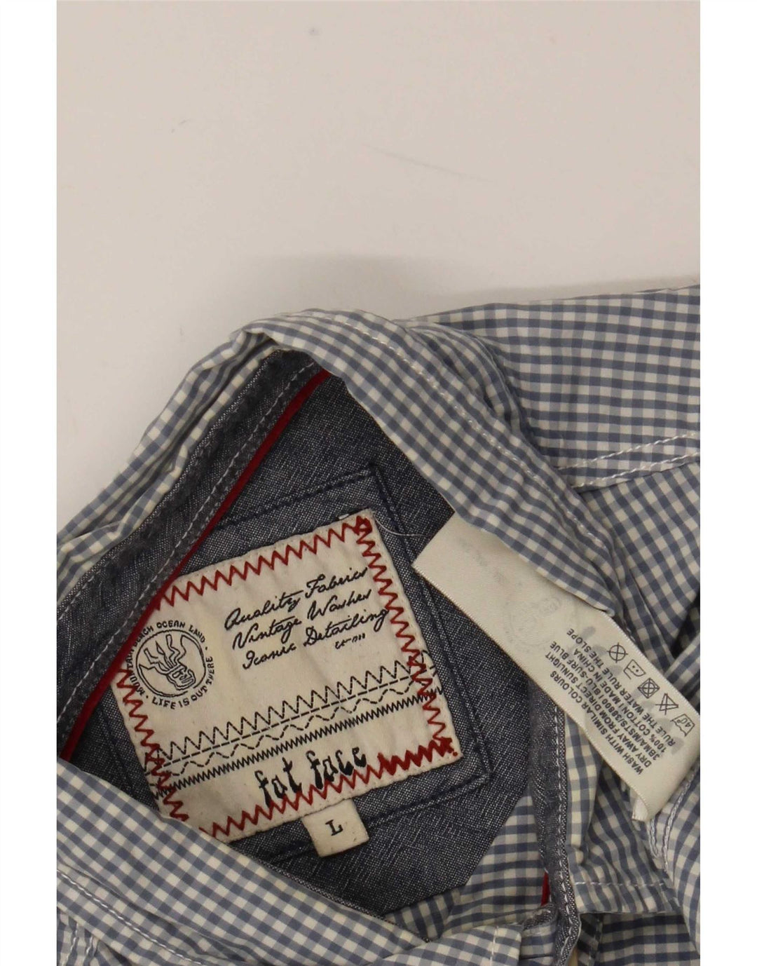 Camicia a maniche corte da uomo Fat Face Large in cotone a quadretti blu