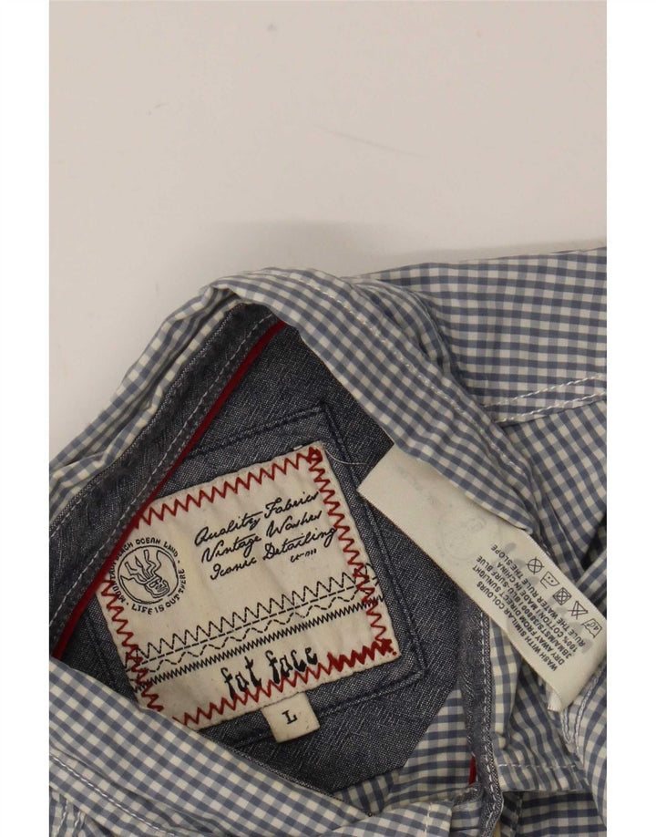 Camicia a maniche corte da uomo Fat Face Large in cotone a quadretti blu