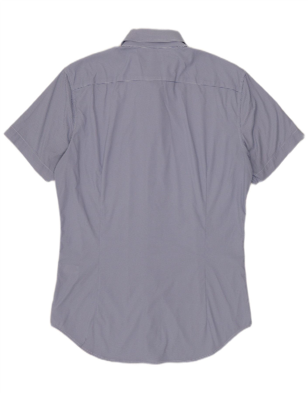 BONOBOS Camicia da uomo a maniche corte su misura piccola in nylon gessato blu