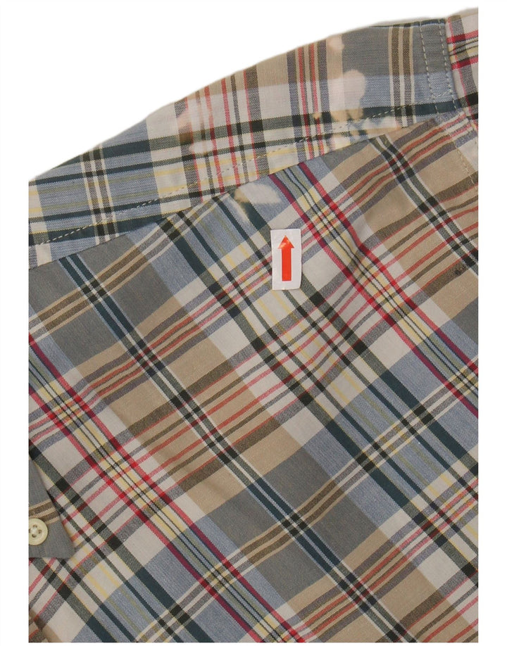 J. CREW Camicia a maniche corte da uomo in cotone a quadri multicolore medio