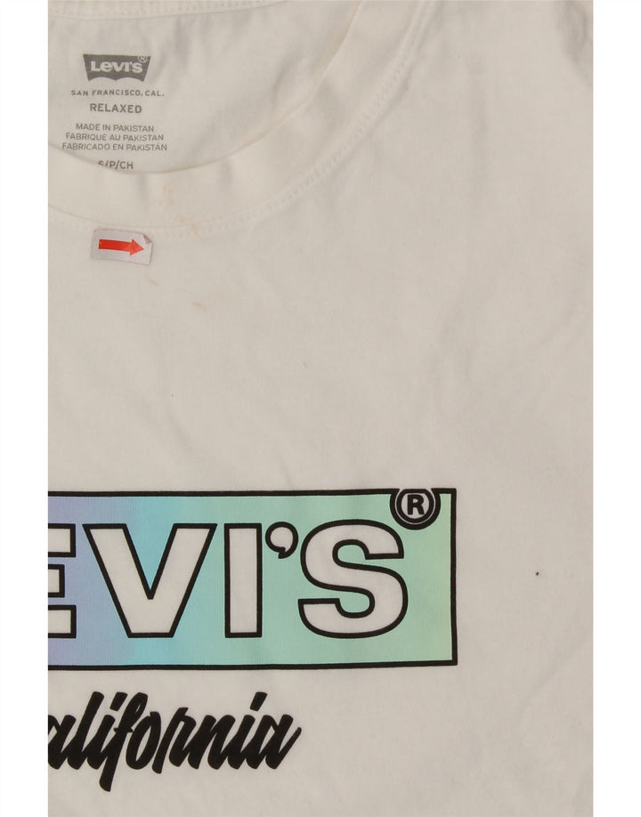 LEVI'S Mens Relaxed Fit Graphic T-Shirt Top Small White Cotton Vintage Levi's and Second-Hand Levi's from Messina Hembry 