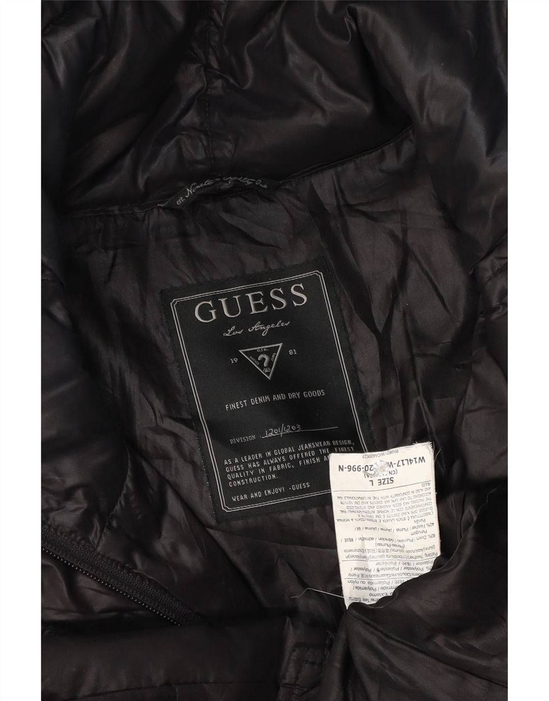 Giacca imbottita da donna Guess UK 16 grande poliestere nero