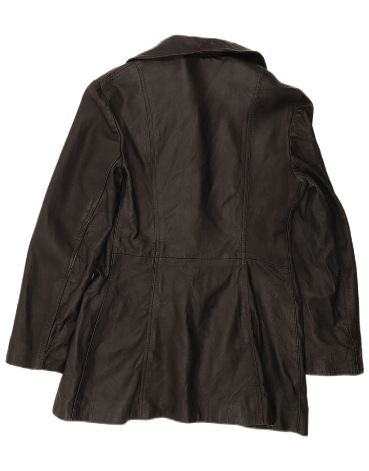 Giacca in pelle vintage da donna UK 12 media nera