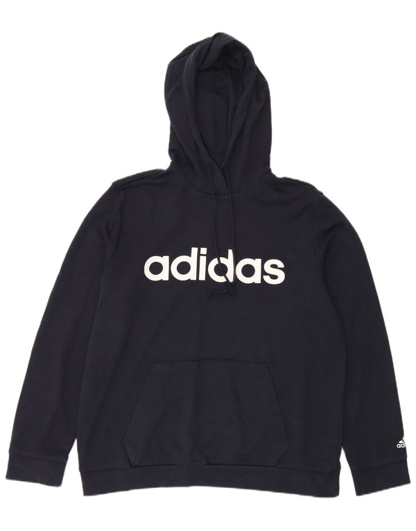 Felpa con cappuccio grafica da donna Adidas UK 20/22 XL cotone blu navy