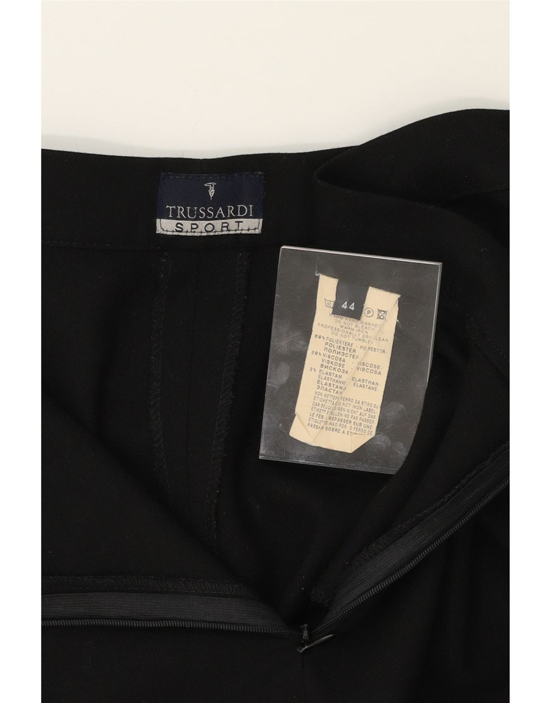 TRUSSARDI Womens Straight Chino Trousers IT 44 Medium W28 L28 Black Vintage Trussardi and Second-Hand Trussardi from Messina Hembry 