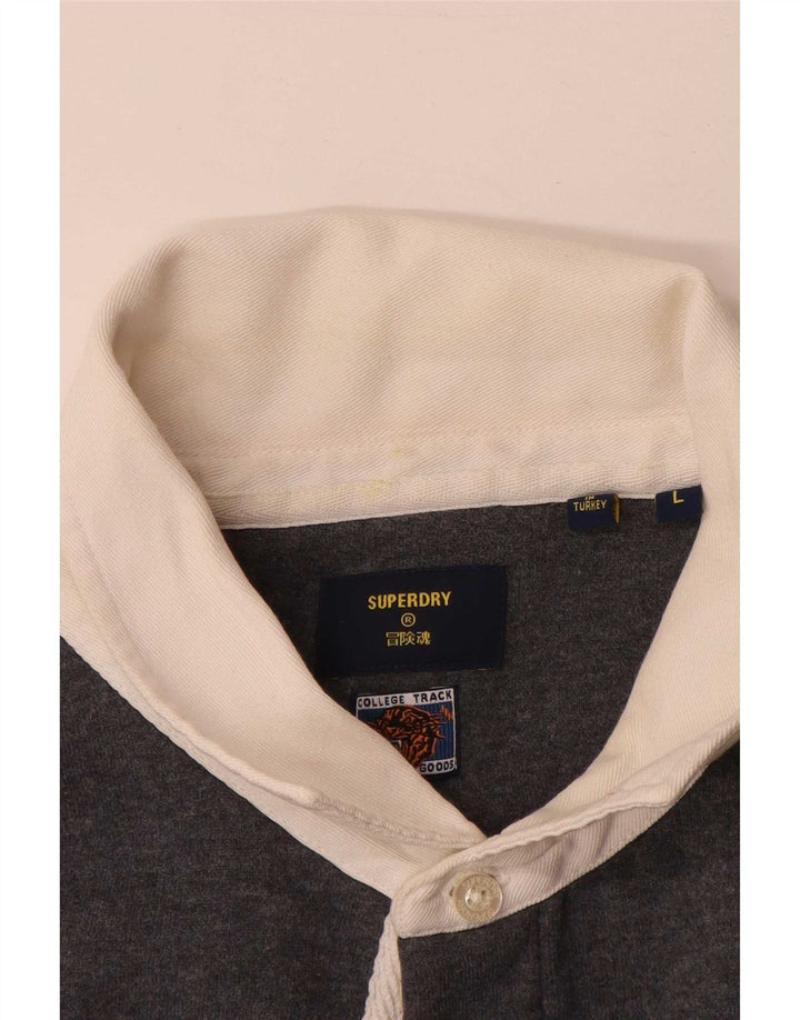 Felpa da uomo con collo alto Superdry, maglione grande, cotone grigio
